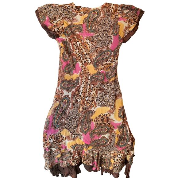 Midnight Velvet Big Girl Maxi Dress size 16W Short Sleeve V-neck Floral Tan Pink - Picture 11 of 11